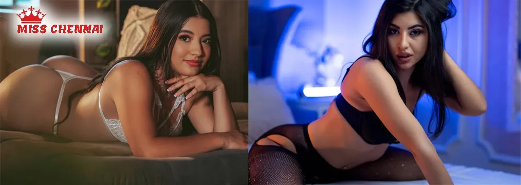 Women in lingerie posing on bed with stylish bedroom lighting – Miss Chennai photoshoot