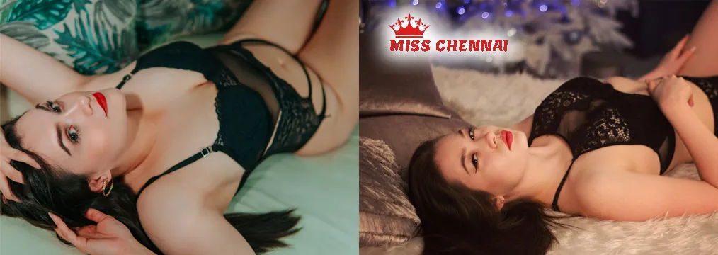 Chennai call girls in black lingerie posing seductively